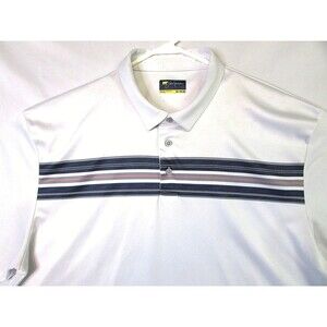 Jack Nicklaus Polo Shirt Mens 2XL White Stripe Chest Golf Short Sleeve